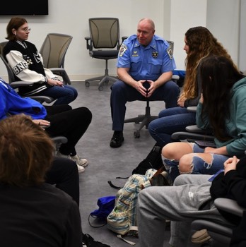  Spending time with our young men and women discussing law enforcement careers. 